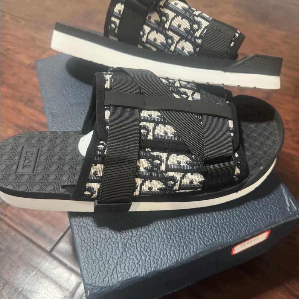 Dior Monogram Black and Cream Slides